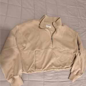 Abercrombie & Fitch Cream Zip-Up Sweater